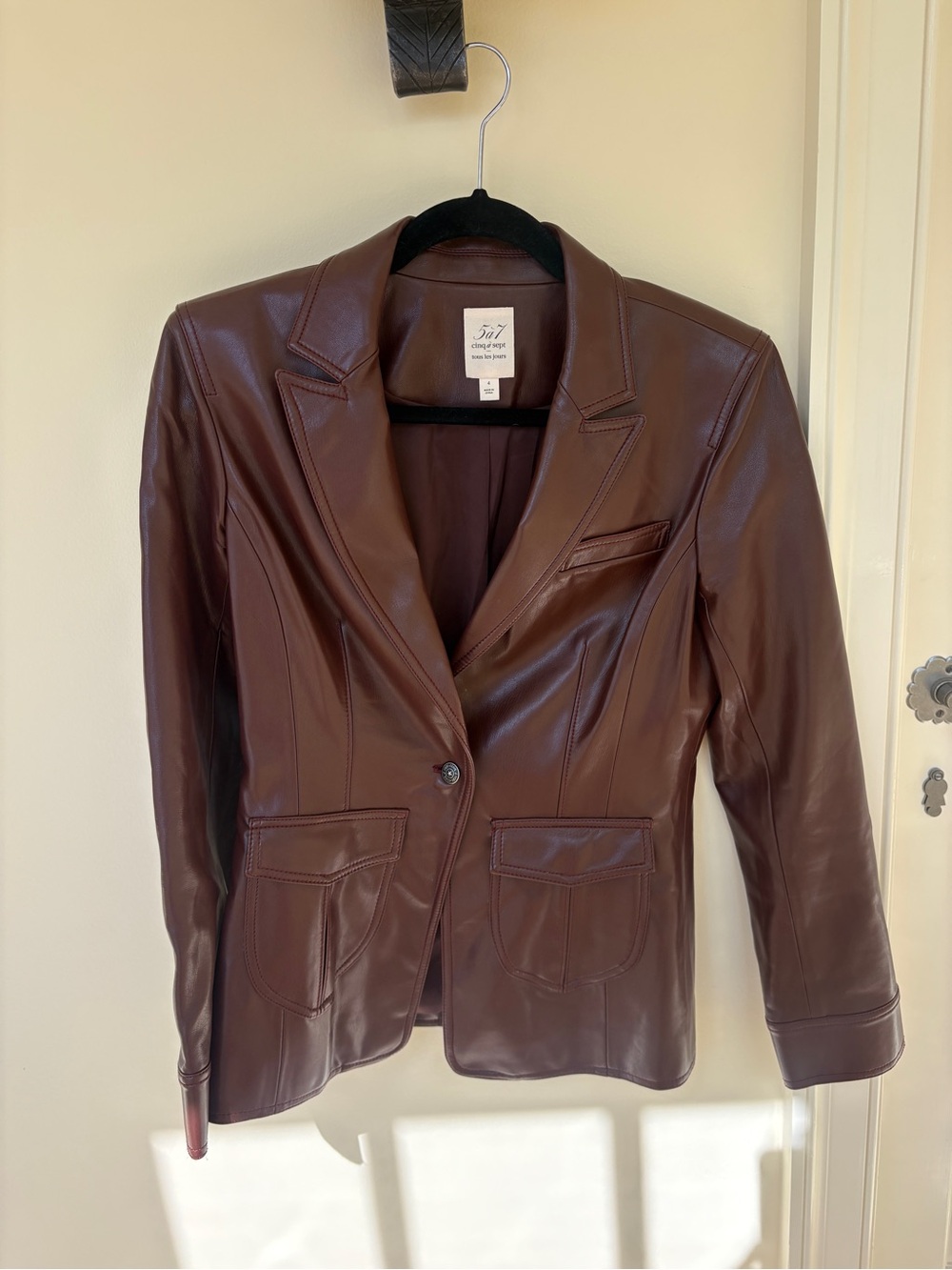 cinq a sept Women's mahogany Brown Leather Blazer